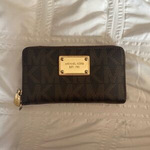 Michael Kors Dark Brown Wallet with Gold Plate